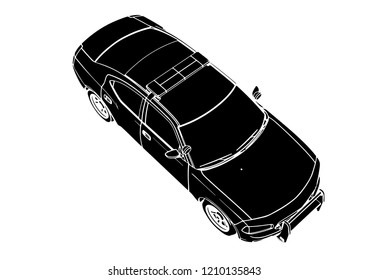 silhouette police car vector