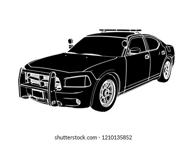 silhouette police car vector