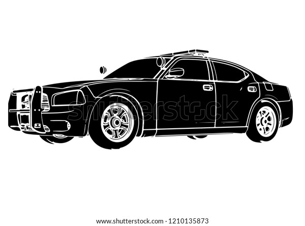 silhouette police car\
vector