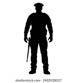 silhouette of policeman on white background