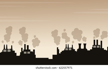 Silhouette of pollution industry bad environment