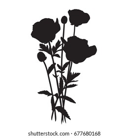 Silhouette Of Poppy Flower Bouquet