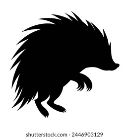 silhouette of a porcupine on white