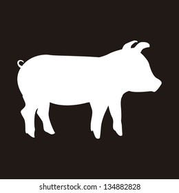 silhouette pork over black background. vector illustration