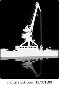 Silhouette of the port crane