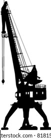 Silhouette of the port crane