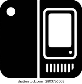 Silhouette of a portable handheld electronic device with screen interface vector design