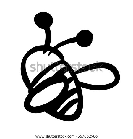 silhouette portait flying bee flat icon