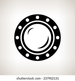 Silhouette porthole on a light background,  black and white  vector illustration