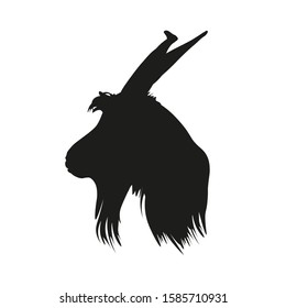 Silhouette of portrait of the goat head in profile. Side view. Vector illustration isolated on white background