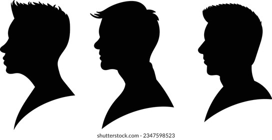 silhouette portrait men on white background vector