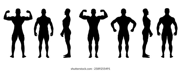 Silhouette pose of a muscular man standing