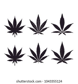 Silhouette Of Pot Cannabis Marijuana Hemp Leaf For CBD THC Logo Design
