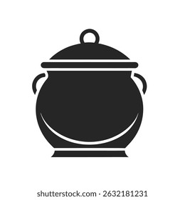 Silhouette Pot Icon – Black Cooking Utensil Symbol Isolated on White Background
