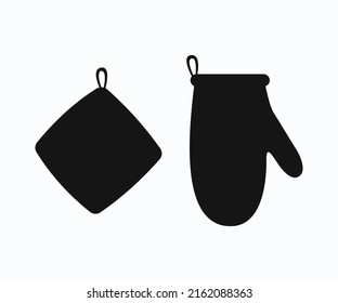 Silhouette Potholder Oven Mitt Protective Vector Template. Oven Glove Vector.