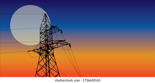 línea de alimentación de silueta con ilustración vectorial de fondo del cielo