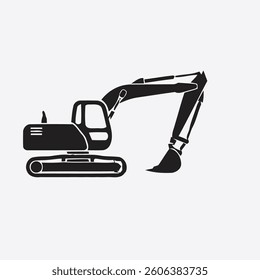 Silhouette of a powerful excavator.