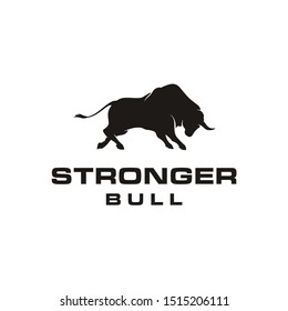 Silhouette Powerful Running Buffalo Bull Longhorn Logo design