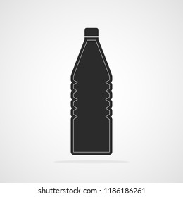 Silhouette of a Ppastic bottle. Vector illustration. Black bottle icon, isolated
