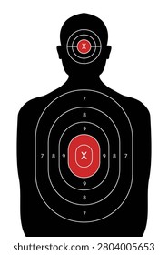 Silhouette Practice Target Vector with Score Rings, Human Paper Target Template for Shooting Range Training and Marksmanship