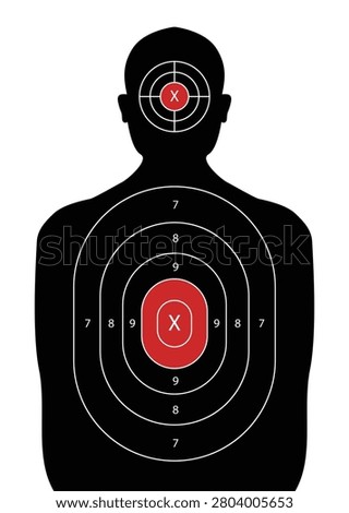 Silhouette Practice Target Vector with Score Rings, Human Paper Target Template for Shooting Range Training and Marksmanship