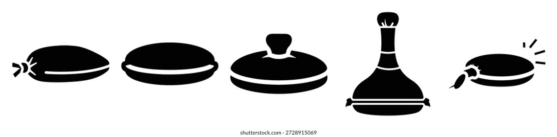 Silueta del conjunto de iconos de Vector de cojín de whoopee de broma. Vector de diseño de silueta divertida ilustración de stock