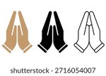 Silhouette of Pray icons vector symbol. Praying hands icon vector set. Vector illustration.