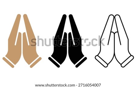 Silhouette of Pray icons vector symbol. Praying hands icon vector set. Vector illustration.