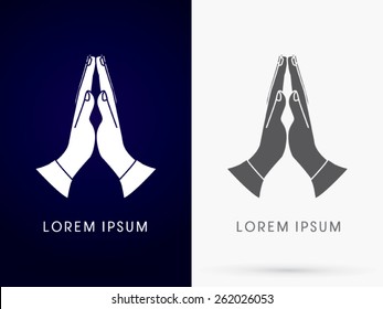 Silhouette, Prayer hand designed using black and white ,sign, logo, symbol, icon, graphic, vector.