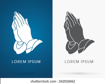 Silhouette, Prayer hand designed using black and white colors ,sign, logo, symbol, icon, graphic, vector.