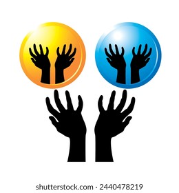 silhouette praying hands  vector icon
