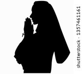 Silhouette of a praying nun. eps10