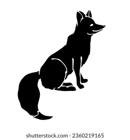 Silhouette of a predatory animal fox.Vector graphics.