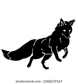 Silhouette of a predatory animal fox.Vector graphics.