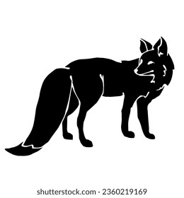 Silhouette of a predatory animal fox.Vector graphics.