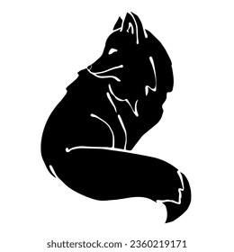 Silhouette of a predatory animal fox.Vector graphics.
