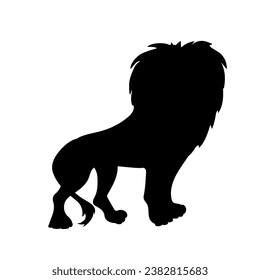 Silhouette of a predatory animal lion. Vector graphics.