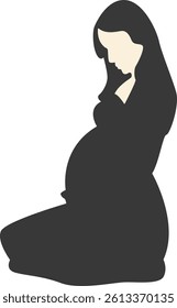 Silhouette of Pregnant Female. Vector Illustration on White Background.