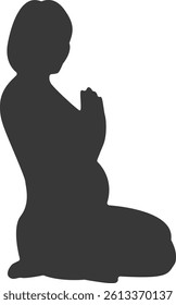 Silhouette of Pregnant Female. Vector Illustration on White Background.