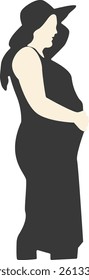 Silhouette of Pregnant Female. Vector Illustration on White Background.