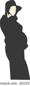 Silhouette of Pregnant Female. Vector Illustration on White Background.