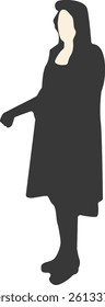 Silhouette of Pregnant Female. Vector Illustration on White Background.