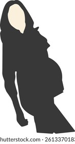 Silhouette of Pregnant Female. Vector Illustration on White Background.