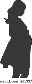 Silhouette of Pregnant Female. Vector Illustration on White Background.
