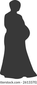 Silhouette of Pregnant Female. Vector Illustration on White Background.