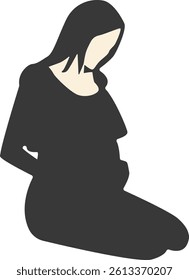Silhouette of Pregnant Female. Vector Illustration on White Background.