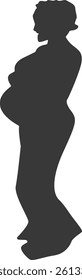 Silhouette of Pregnant Female. Vector Illustration on White Background.