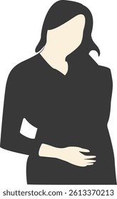 Silhouette of Pregnant Female. Vector Illustration on White Background.