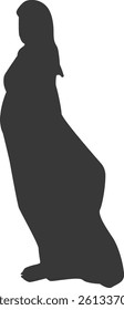 Silhouette of Pregnant Female. Vector Illustration on White Background.