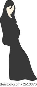 Silhouette of Pregnant Female. Vector Illustration on White Background.